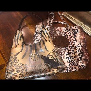 Sharif Leopard Hobo Bag with Nylon Tote